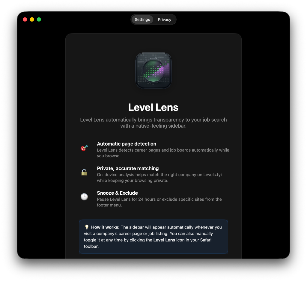 Level Lens Onboarding